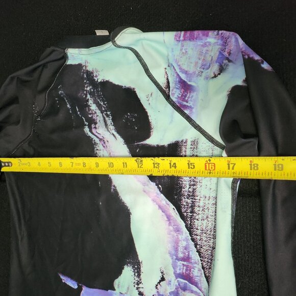 Colorful Long Sleeve Rash Guard Shirt Size L 82% Polyester 18% Spandex Made In U - Picture 3 of 7
